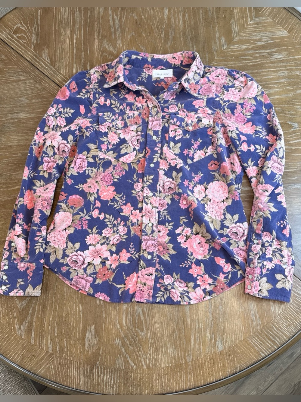 Dear John Floral corduroy pearl snap Front Shirt